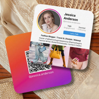 Instagram connect with us social media square business card