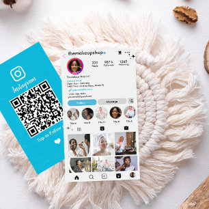Instagram Custom Blue QR Code Social Media Business Card
