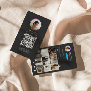 Instagram Dark Theme QR Code 10 Photo Social Media Business Card