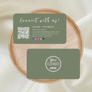 Instagram Facebook Logo Connect with us Sage Green Business Card