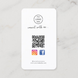 Instagram Facebook QR code   Pink business card fo