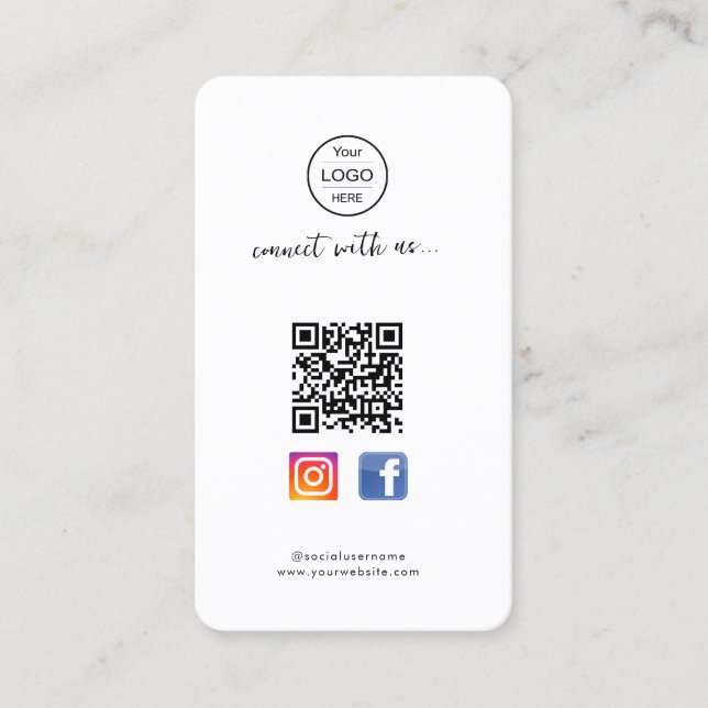 Instagram Facebook QR code | Pink business card fo (Front)