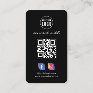Instagram Facebook QR Code,Social Media black Busi Business Card