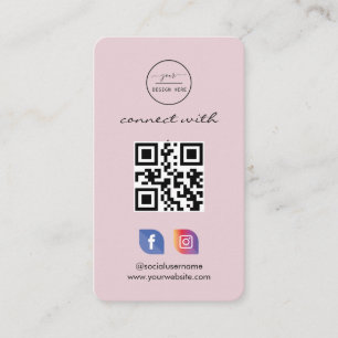 Instagram Facebook QR Code,Social Media Dusty Rose Business Card