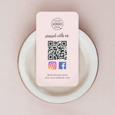 Instagram Facebook Qr Code | Social Media Pink Business Card at Zazzle