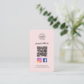 Instagram Facebook QR Code | Social Media Pink Business Card (Standing Front)
