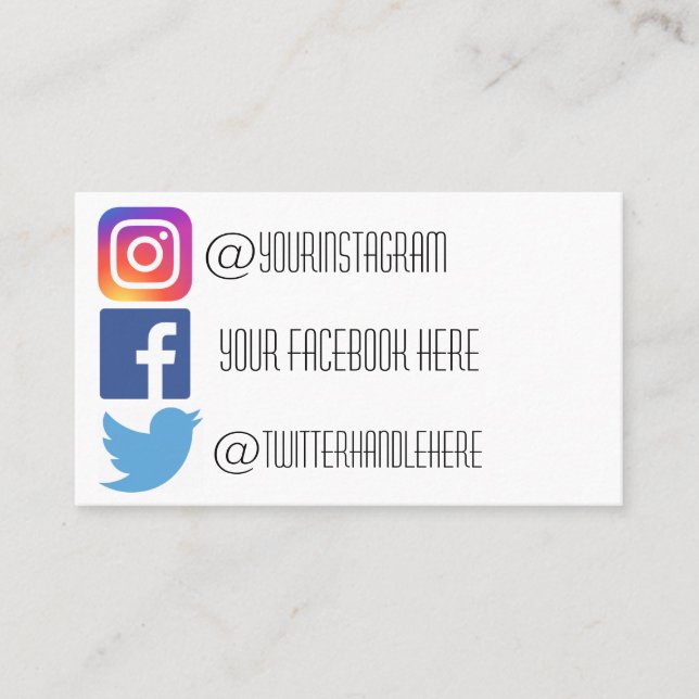 Instagram facebook twitter business card (Front)
