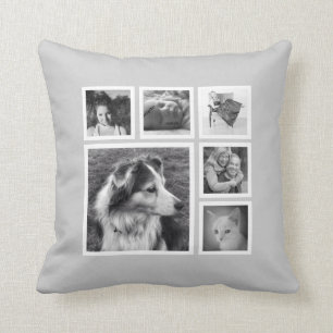 Instagram Family Photo Collage with Featured Image Throw Pillow