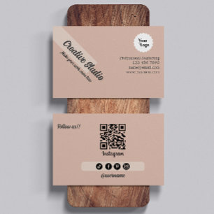 Instagram Follow Us Feminine Girly Qr Code Business Card