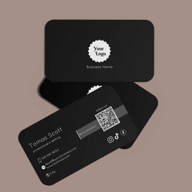 Instagram Follow Us Qr Code Black Business Card (connect with ussocial mediaqr codeblack business logoinstagram facebookscan to )