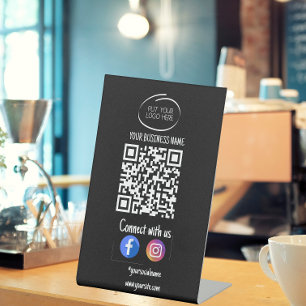 Instagram Follow Us Qr Code Black Modern  Pedestal Sign