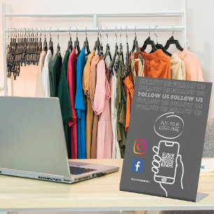 Instagram Follow Us Qr Code Black Pedestal Sign