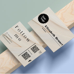 Instagram Follow Us Qr Code Black Text Business Card