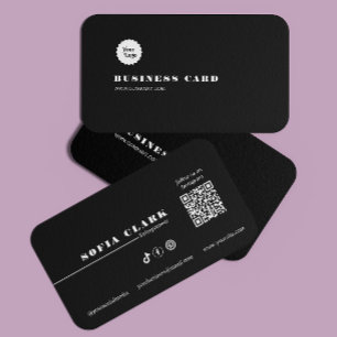 Instagram Follow Us Qr Code Black & White Business Card
