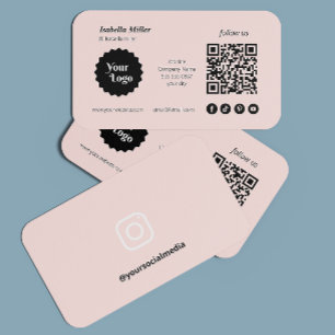 Instagram Follow Us Qr Code Pink Business Logo Card