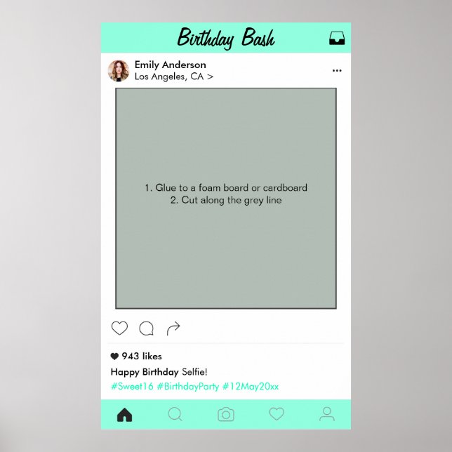 Instagram Frame Birthday Party Prop Photo Booth Poster (Front)