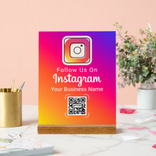 Instagram Gradient Social Media QR Code Follow Us Acrylic Sign