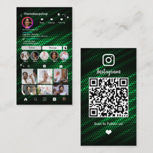 Instagram Green Honeycomb QR Code Social Media Business Card