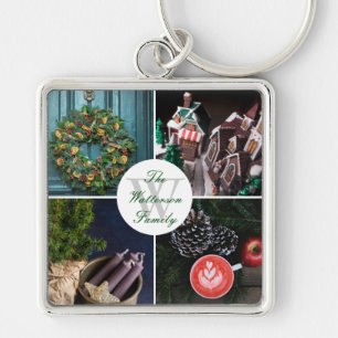 Instagram Hygge Christmas Personalized Photo Grid Keychain