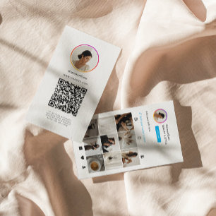Instagram Ligh Theme QR Code 10 Photo Grid Business Card