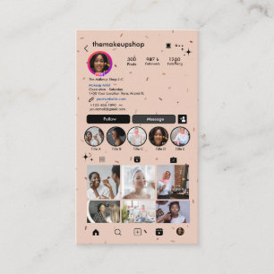 Instagram Makeup Artist Boho Terrazzo QR Code Business Card