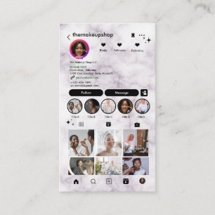 Instagram Modern Marble  QR Code   Social Media  Business Card