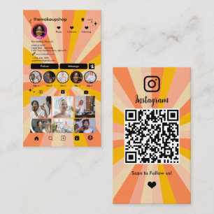  Instagram Modern Retro Boho QR Code Social Media Business Card