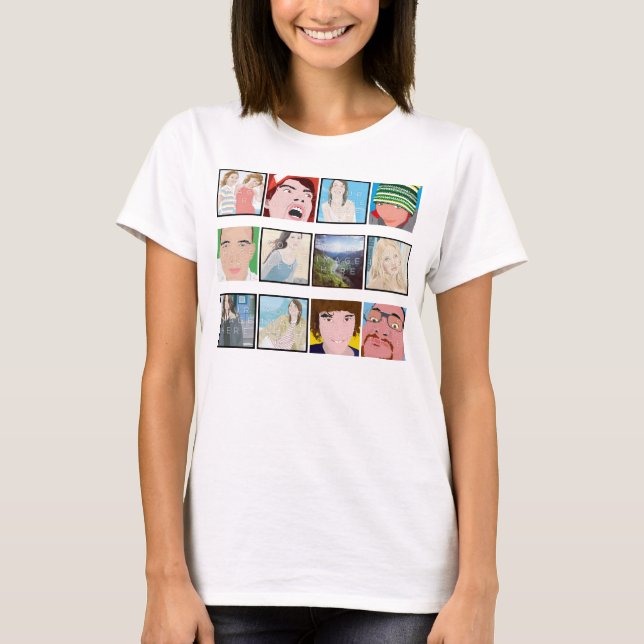 Instagram Mosaic Photo Personalized Ladies Apparel T-Shirt (Front)