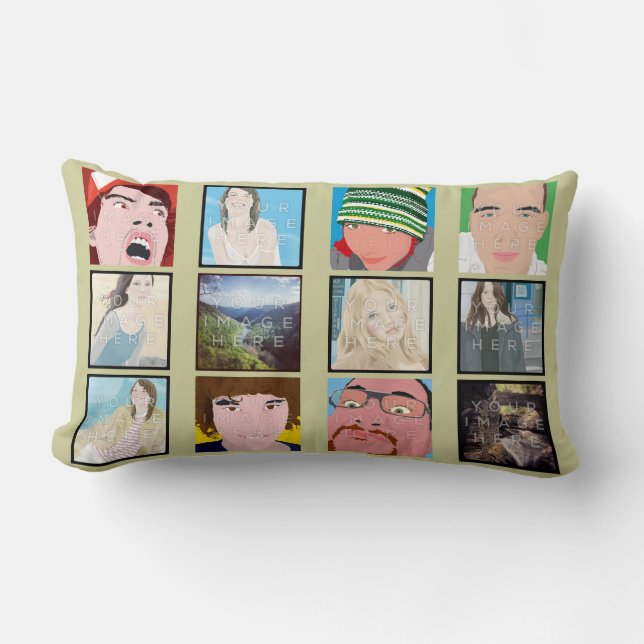 Instagram Mosaic Photo Personalized Pillow (Front)