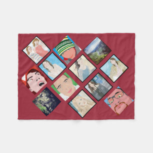 Instagram Mosaic Photo Red Custom Fleece Blanket