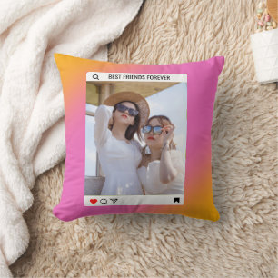 instagram photo best friend pink Throw Pillow