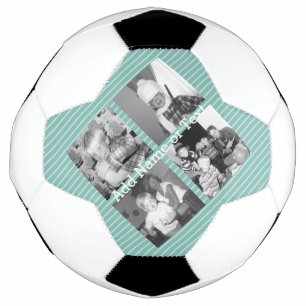 Instagram Photo Collage 4 pictures - blue stripes Soccer Ball
