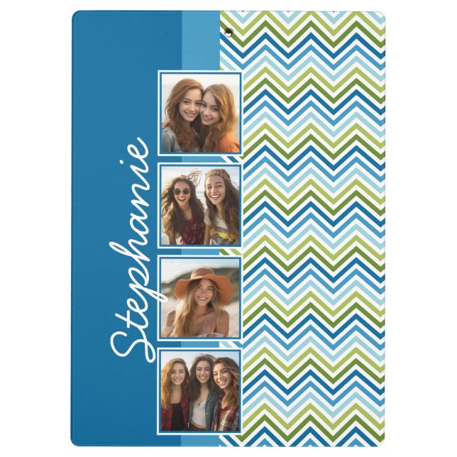 Instagram Photo Collage Colourful Chevrons Clipboard (Back)