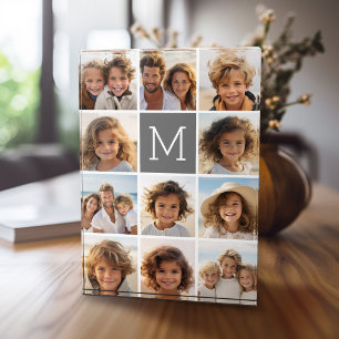 Instagram Photo Collage Custom Monogram Charcoal Block