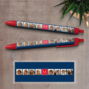 Instagram Photo Collage Monograms - Blue and Red Black Ink Pen