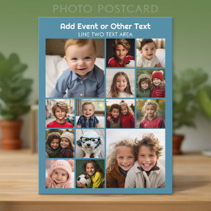 Instagram Photo Collage - Up to 14 photos - Blue Postcard
