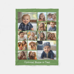 Instagram Photo Collage - Up to 14 photos Green Fleece Blanket