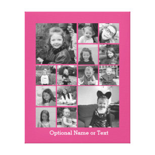 Instagram Photo Collage - Up to 14 photos Pink Canvas Print