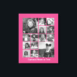Instagram Photo Collage - Up to 14 photos Pink Canvas Print<br><div class="desc">A design with a colourful background. Use up to fourteen square photos to create a unique and personal gift. If you need to adjust the pictures,  click on the customize tool to make changes.</div>