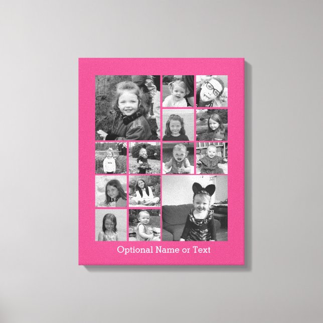 Instagram Photo Collage - Up to 14 photos Pink Canvas Print (Front)