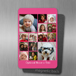 Instagram Photo Collage - Up to 14 photos Pink Magnet<br><div class="desc">A design with a colourful background. Use up to fourteen square photos to create a unique and personal gift. If you need to adjust the pictures,  click on the customize tool to make changes.</div>
