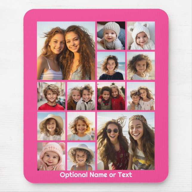Instagram Photo Collage - Up to 14 photos Pink Mouse Pad (Front)