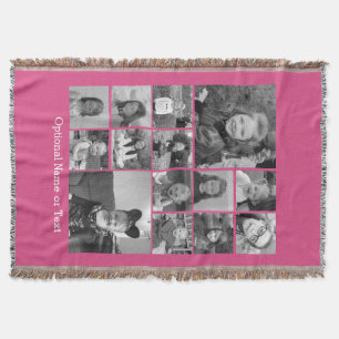 Instagram Photo Collage - Up to 14 photos Pink Throw Blanket