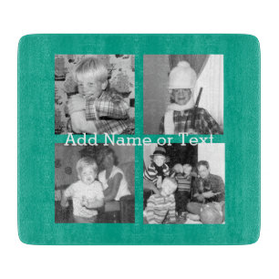 Instagram Photo Collage with 4 pictures - emerald Cutting Board