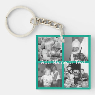 Instagram Photo Collage with 4 pictures - emerald Keychain