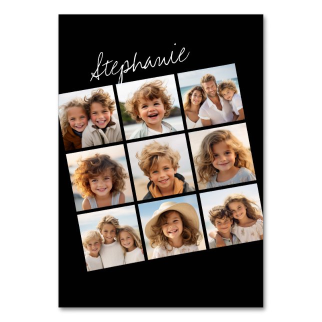 Instagram Photo Collage with 9 photos Table Number (Front)