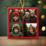 Instagram Photo Collage with Merry Christmas Ceramic Ornament<br><div class="desc">A simple and modern design that highlights your photos. It is a single-sided ornament with 4 photos. If you have any problems with your picture or text,  click on the customize button and you will be able to move things around and make changes.</div>