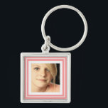 Instagram Photo in Squares matching background Keychain<br><div class="desc">Perfect for square formatted instagram photos! Upload your own favourite snapshot and it will sit nicely behind simple double white square frames on a solid colour background. Choose your own background colour using the advanced customization options. Looks great with B&W or colour photographs. Sample photo cc/cu ok with credit by...</div>