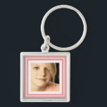 Instagram Photo in Squares matching background Keychain<br><div class="desc">Perfect for square formatted instagram photos! Upload your own favourite snapshot and it will sit nicely behind simple double white square frames on a solid colour background. Choose your own background colour using the advanced customization options. Looks great with B&W or colour photographs. Sample photo cc/cu ok with credit by...</div>