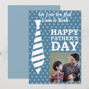 Instagram Photo Tie LT Blue Dots Fathers Day Card